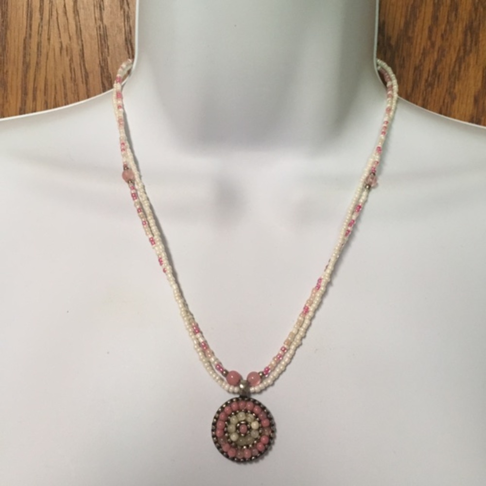 Southwest Beaded Indian Medallion Western Necklace